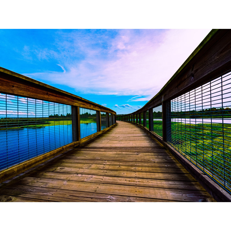 Brian Mc Clean " Boardwalk And Pond Landscape | Sweetwater Park, Florida ", Wrapped Canvas, 24" H x 32" W
