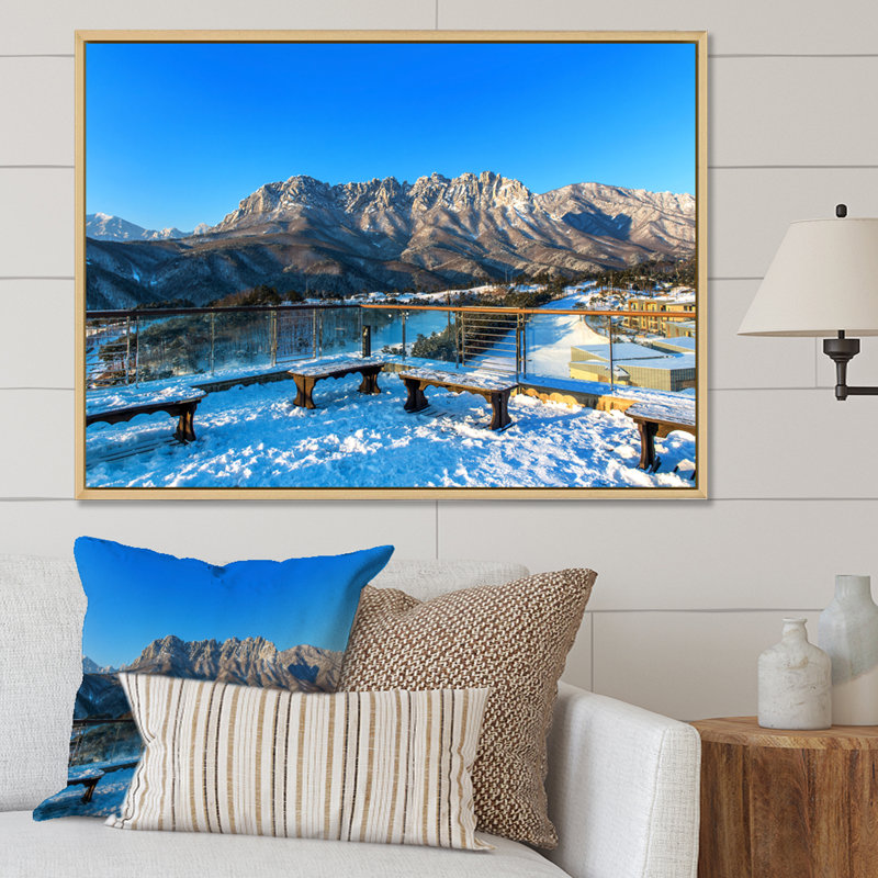 Vue sur la montagne en Alaska sur toile, Cadre naturel flottant, H 34 po x l 44 po x P 1,5 po