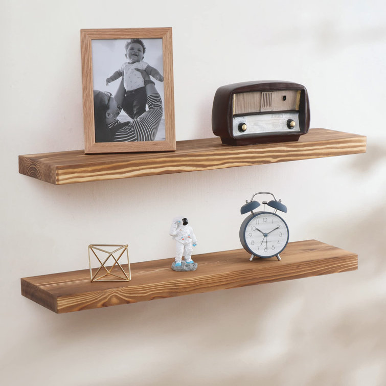 Zahriah  Pine Solid Wood Wall Mounted Floating Shelf