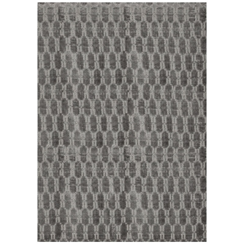 Hand-Knotted High-Quality Dark Gray Area Rug, Rectangle 9' x 12'