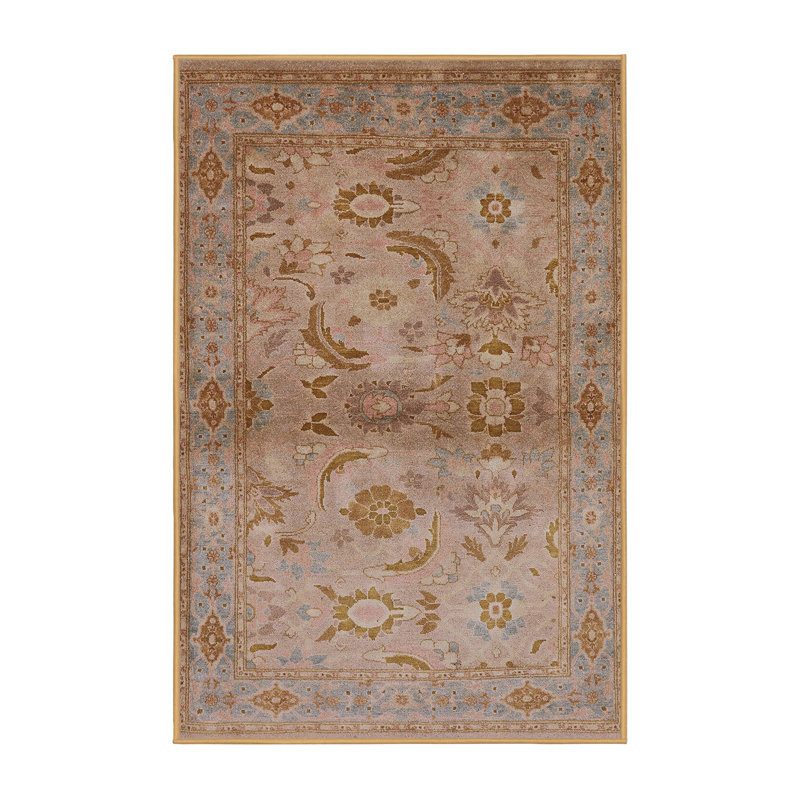 Tapis oriental beige / brun clair / bleu clair Skaghe, Rectangle 6 pi x 9 pi