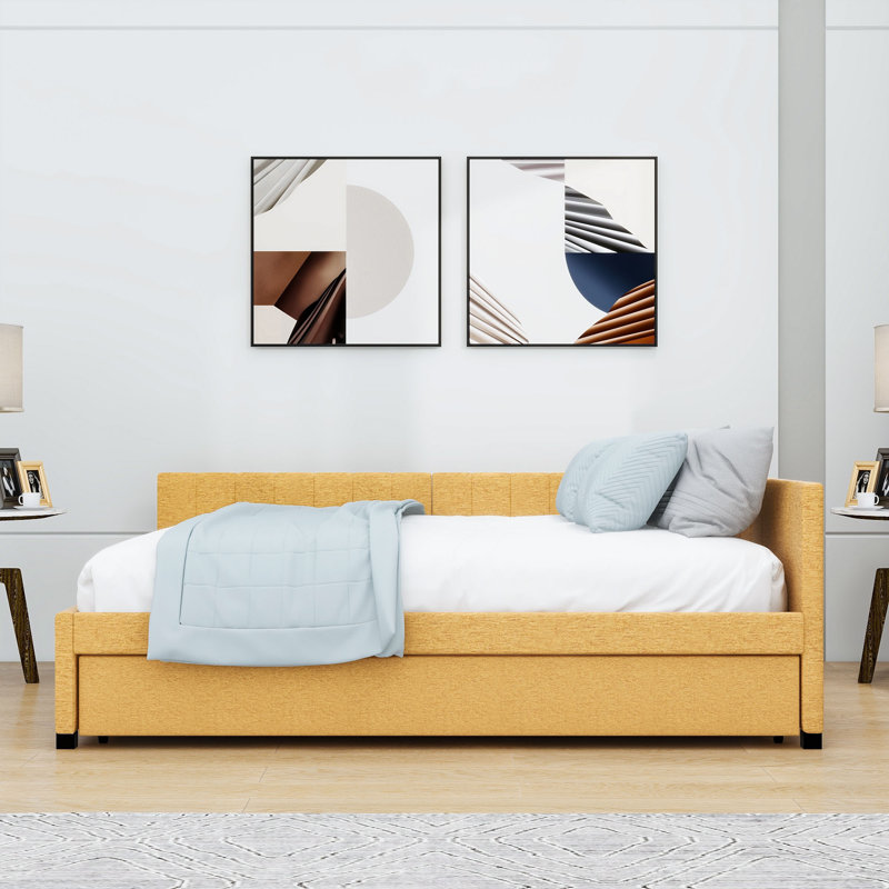 Lit de jour avec couchette Thelman, Double, Jaune