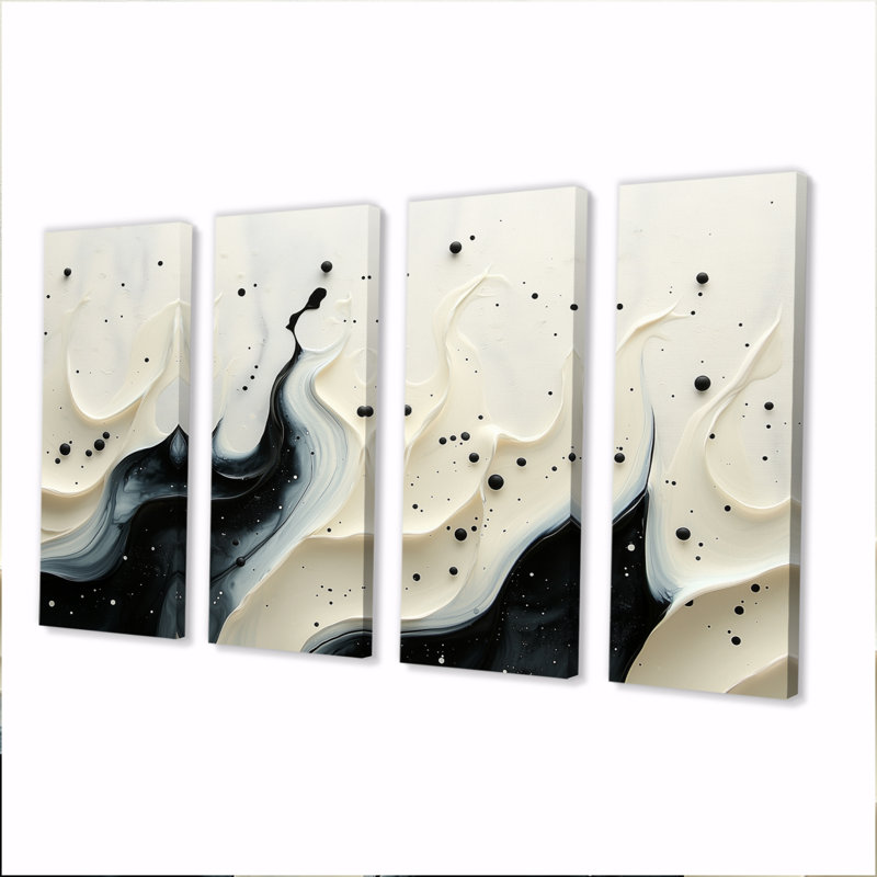 Noir et blanc, vague rythmique, rivière I, 4, H 28 po x l 48 po
