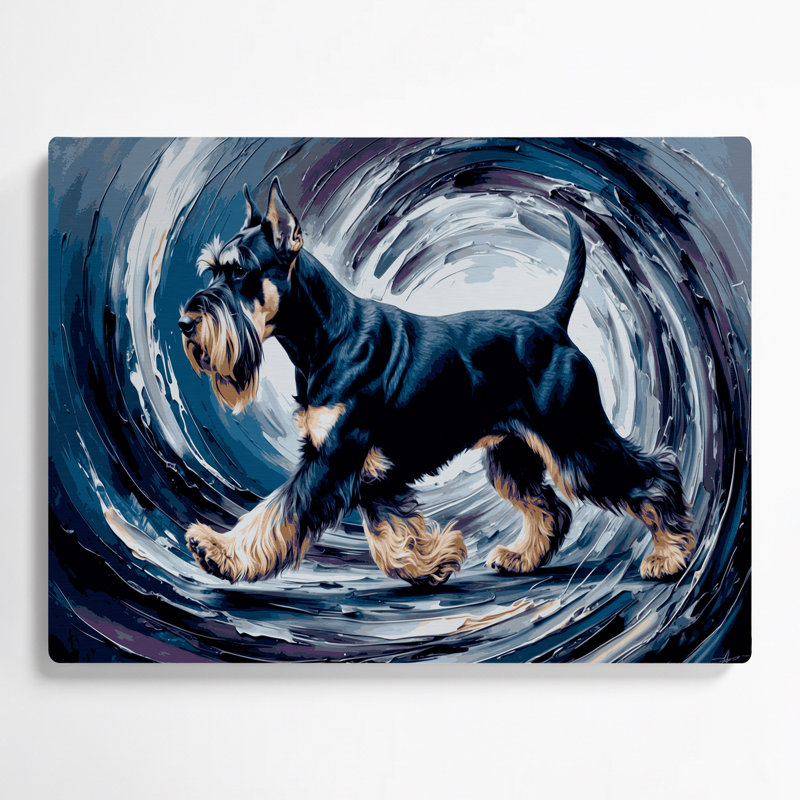 Chiens, art mural bleu Schnauzer géant, H 11 po x l 14 po