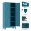 Armoire de 71 po de hauteur en métal. Armoire de rangement adaptée à la cuisine, avec 2 portes et 4 tablettes réglables. (Bleu)-123430639-123430637