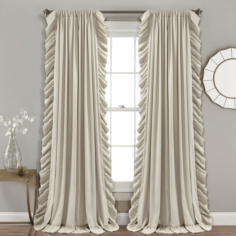 Paire de rideaux semi-transparents Reyna, l 54 po x L 95 po, Blé