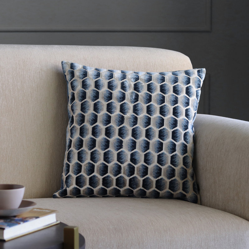 Honeycomb Square Pillow Cover, Navy