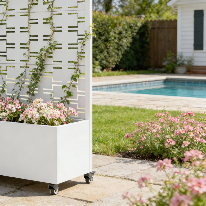 Lit de jardin surélevé rectangulaire, H 47 po x l 47 po x P 16 po, Blanc