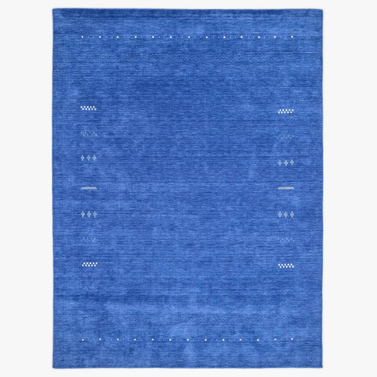 Rectangle Shriram Machine Woven Polyester Area Rug in Navy