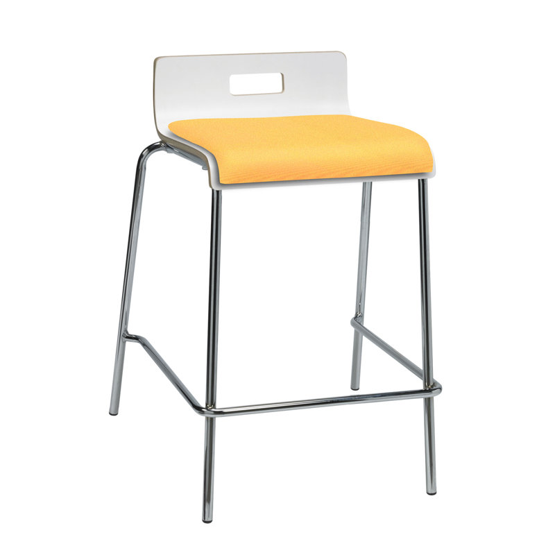 Jive Stool, White Back, Daffodil Fabric, Counter Stool (25” Seat Height)