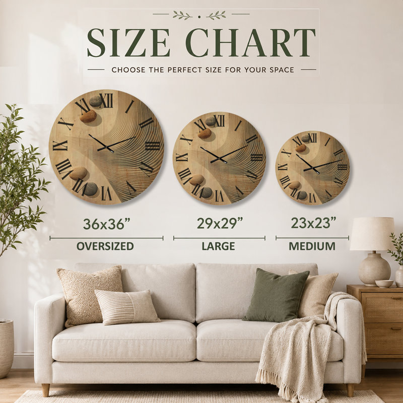 Grande horloge murale en bois Boho, Large