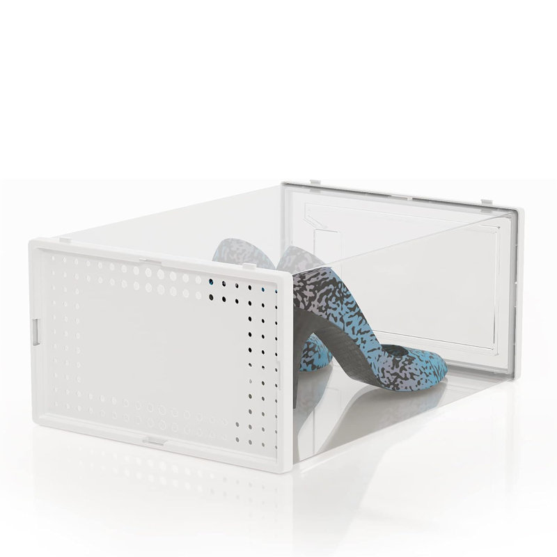 12 Pack Clear Plastic Stackable Shoe Organizer Boxes With Lids, Modular Space-Saving Shoe Storage Containers For Closet, Wardrobe, And Entryway