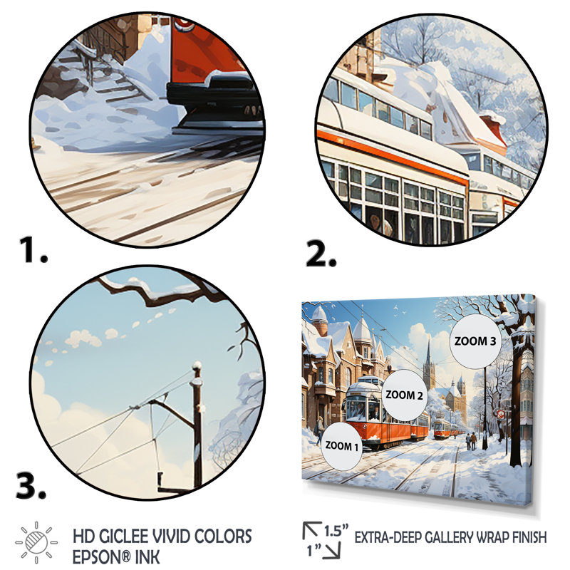 Toronto City In Winter II - City Toronto, art mural, Cadre flottant doré, H 12 po x l 20 po x P 1 po