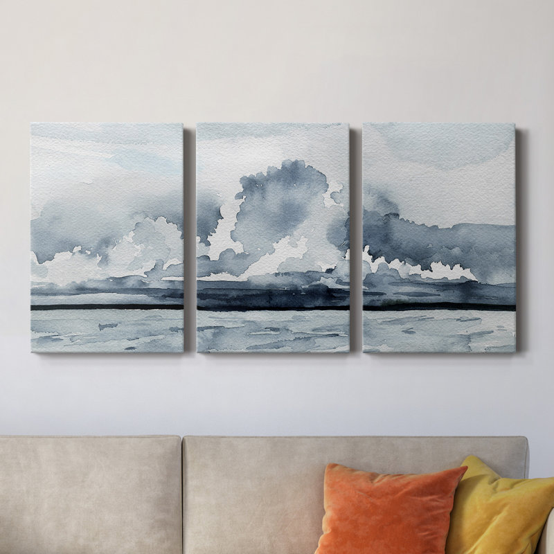 «Passing Rain Storm II» - Toile tendue avec châssis de qualité supérieure - Prêt à être accroché, H 12 po x l 24 po x P 1 po