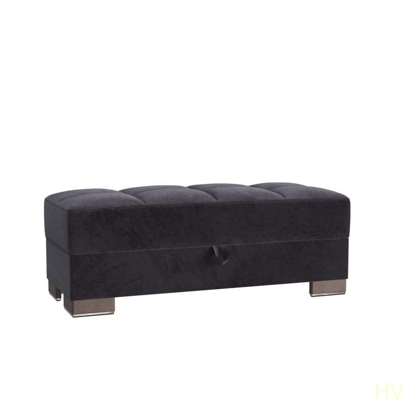 Repose-pieds avec rangement en microfibre Primenest Nimbusflow, Microfibre noire / microsuède