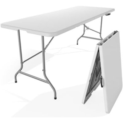 Table de pique-nique pliante de 1,80 m, facile à plier et à ranger | Table pliante pour camping, pique-nique, repas, fête, cuisine, intérieur et extérieur, avec poignée de transport