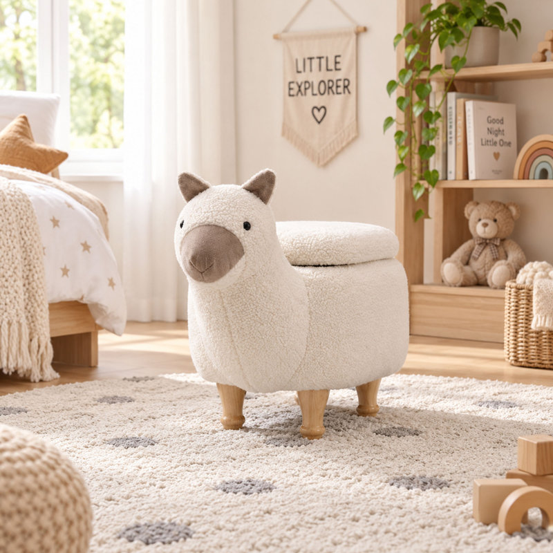 Upholstered Fabric Storage Footstool