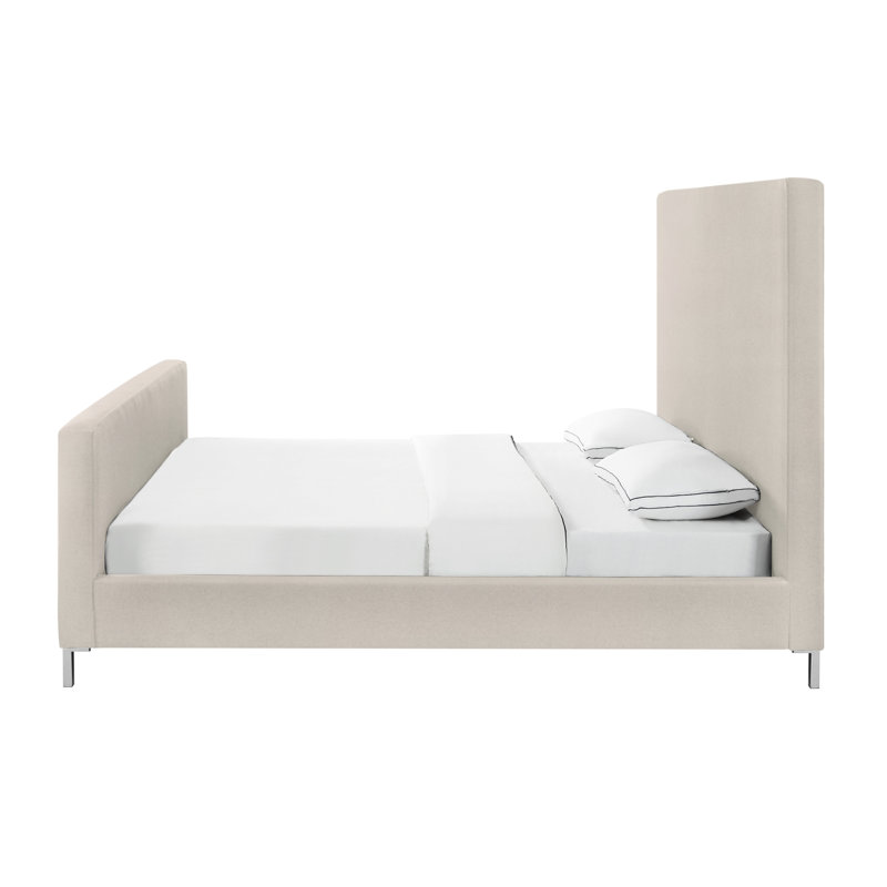 Lit plateforme tapissier Inza, Grand, Beige