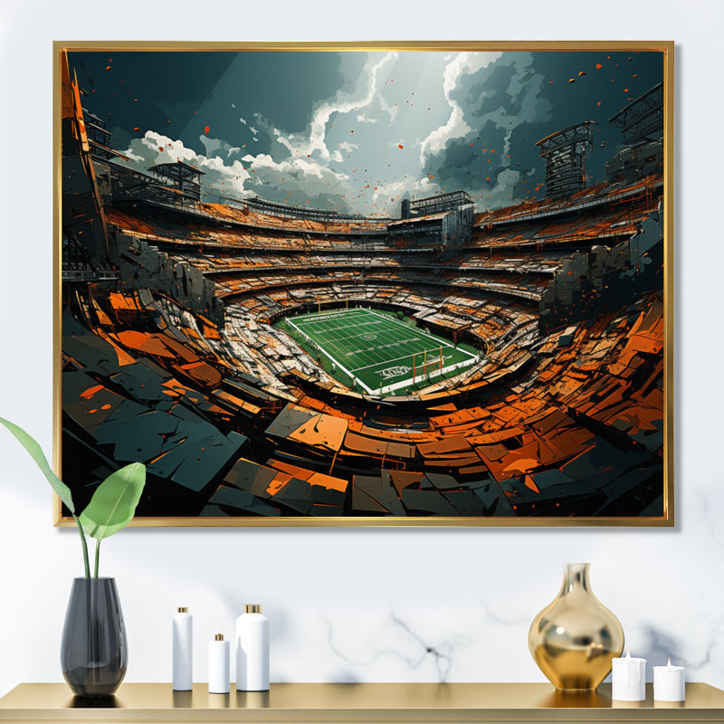«Green Football Abstract Stadium», reproduction sur toile, H 16 po x l 32 po, Cadre flottant doré