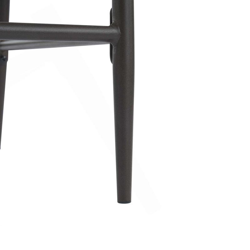 Tabouret de comptoir Mid-Century moderne avec structure en fer et accoudoirs en bois (ensemble de 2), Blanc