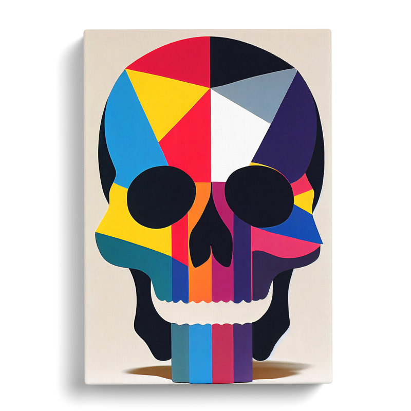 Skull Geometric - Wall Art, 50cm H x 35cm W x 3cm D, Unframed