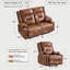 Ensemble de fauteuils inclinables manuels 2 pièces modernes avec porte-gobelets en acier inoxydable, fauteuil coulissant en cuir végétalien Gravity, brun-132790039-132790040