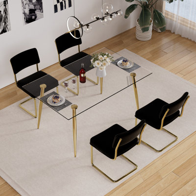 7 - Piece Glass Top Dining Set with 6 Dining Chairs. by Mercer41