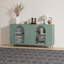 Buffet décoratif vert menthe avec 4 portes en verre-1665359298