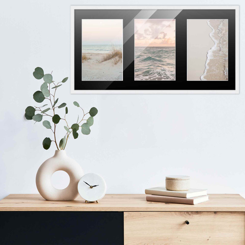 Cadre en bois Lymari, 4 po x 6 po, 7,5 po x 14,5 po, Blanc / noir