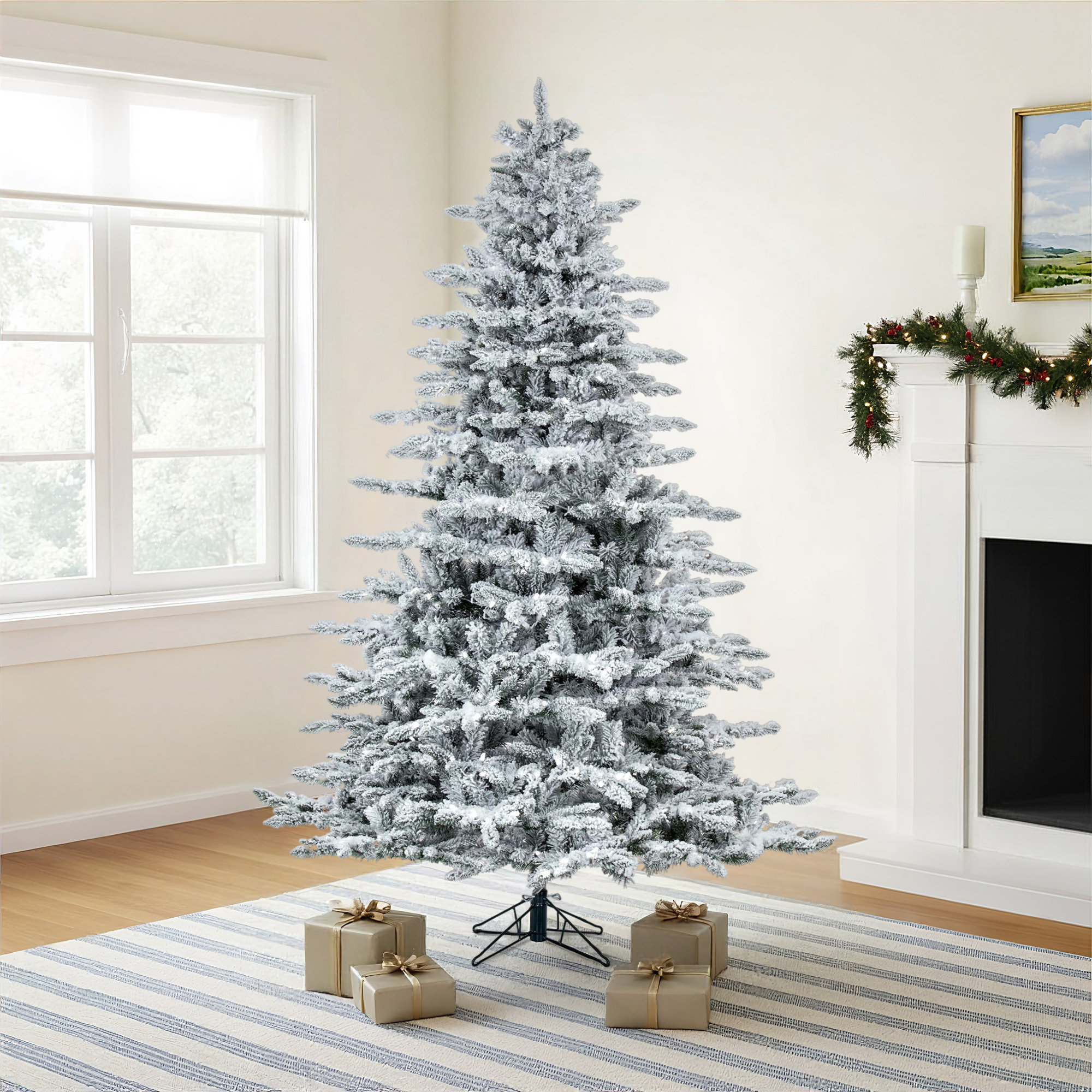 Utica Flocked Fir Artificial Christmas Tree, 7.5'