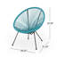 Ensemble de 2 chaises d'extérieur bleu sarcelle en faux rotin (polyéthylène), structure en acier, tissage hamac