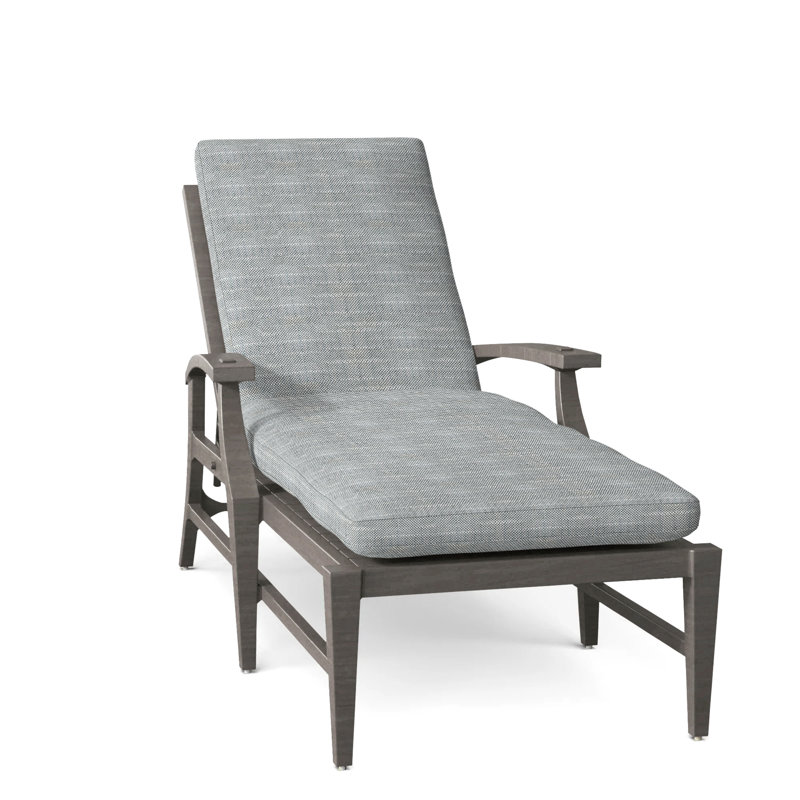 Croquet Aluminum Outdoor Chaise Lounge, No Welt, Slate Gray, Cabana Stripe Midnight