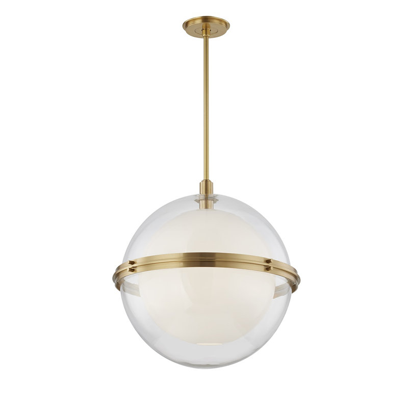 Luminaire suspendu 1 lumière Northport, H 22 po x l 22 po x P 22 po, Laiton vieilli