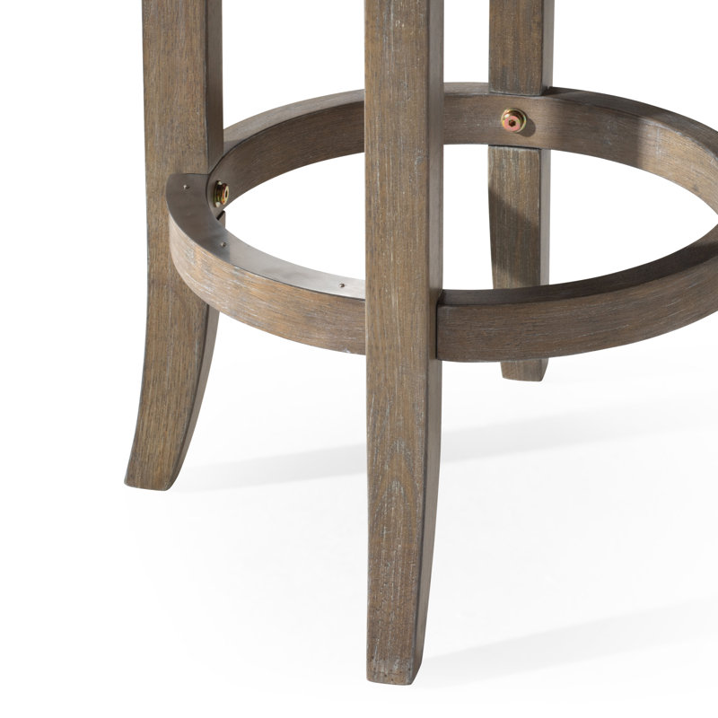 Maven Lane Eva Stool with Faux Leather Upholstery, Reclaimed Oak, Counter Stool (26” Seat Height)