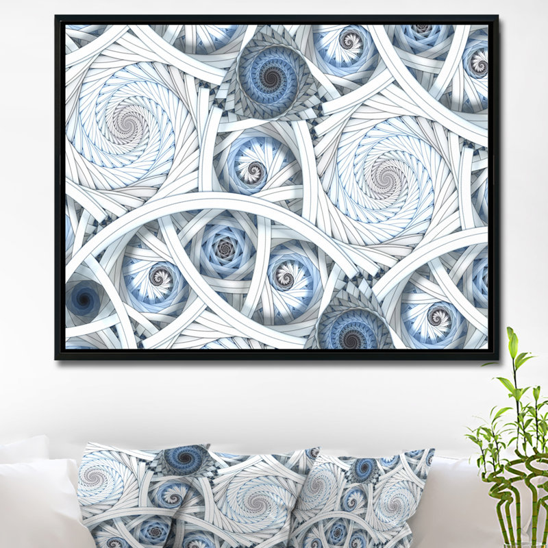 «White Spiral with Blue Fractal Art», reproduction d'impression sur toile tendue, H 12 po x l 20 po x P 1 po