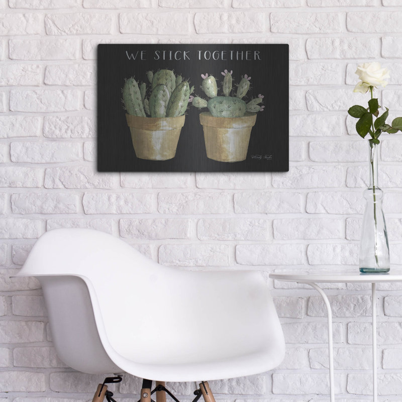 «We Stick Together Cactus» par Cindy Jacobs, art mural en métal, 16 po x 12 po, H 16 po x l 24 po