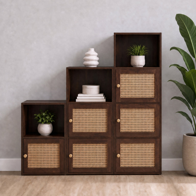 Armoire de rangement Renita, Saddle Brown/Beige Barley
