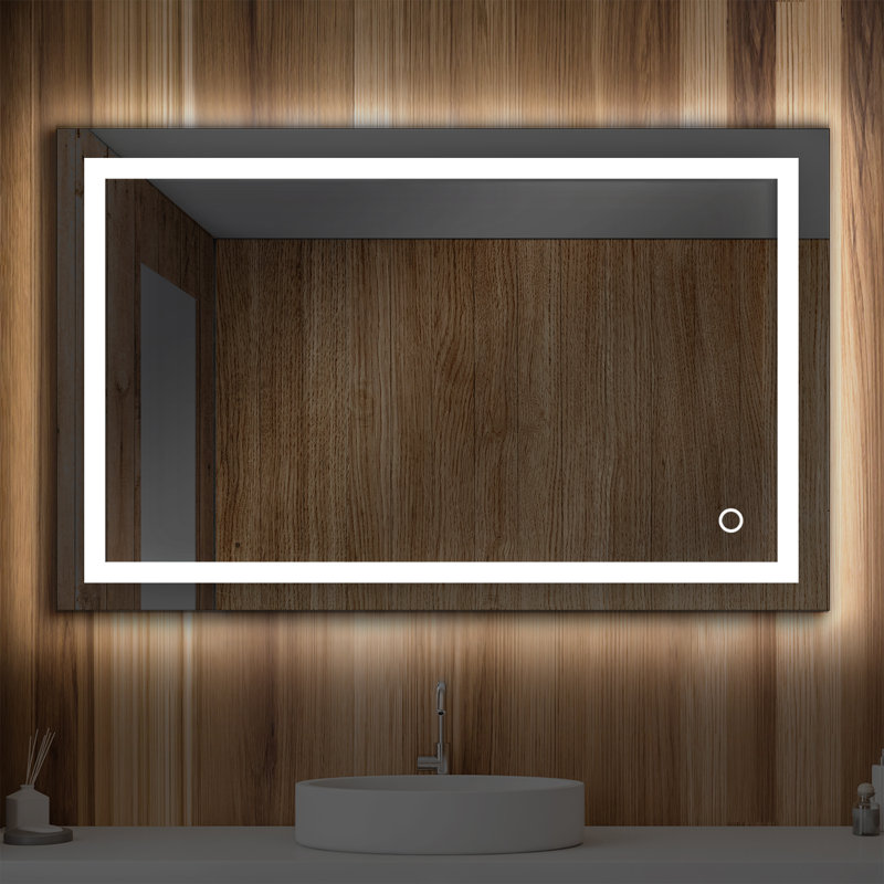 Lyra LED Lighted Bathroom Mirror with Defogger – Wall-Mounted Vanity Mirror with Adjustable Brightness & Color Temperature