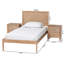 Baxton Studio Hamisi Twin 3-Piece Bedroom Set - Modern Wood Bed Frame with Matching Nightstands, Decorative Laser-Cut Headboard Overlay, Oak Brown-140223970