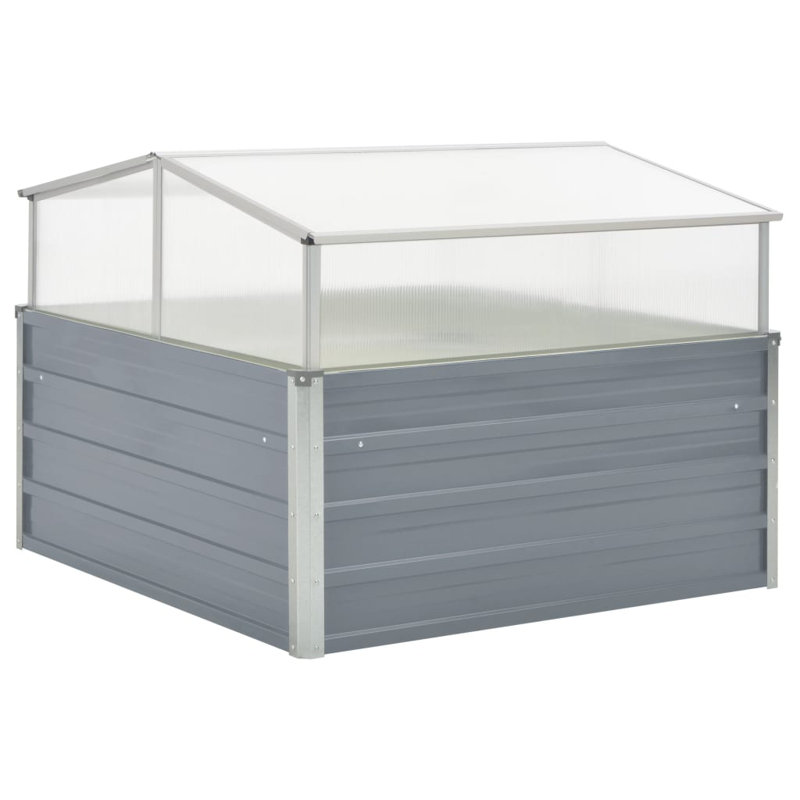 Greenhouse Gray PC Board Galvanized Steel Medium Stackable Outdoor Garden, Gray