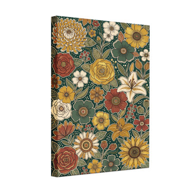 Motif floral de plantes et de fleurs aux couleurs riches et aux motifs élégants
