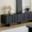 Meuble télé noir en bois massif de style rétro-106235800