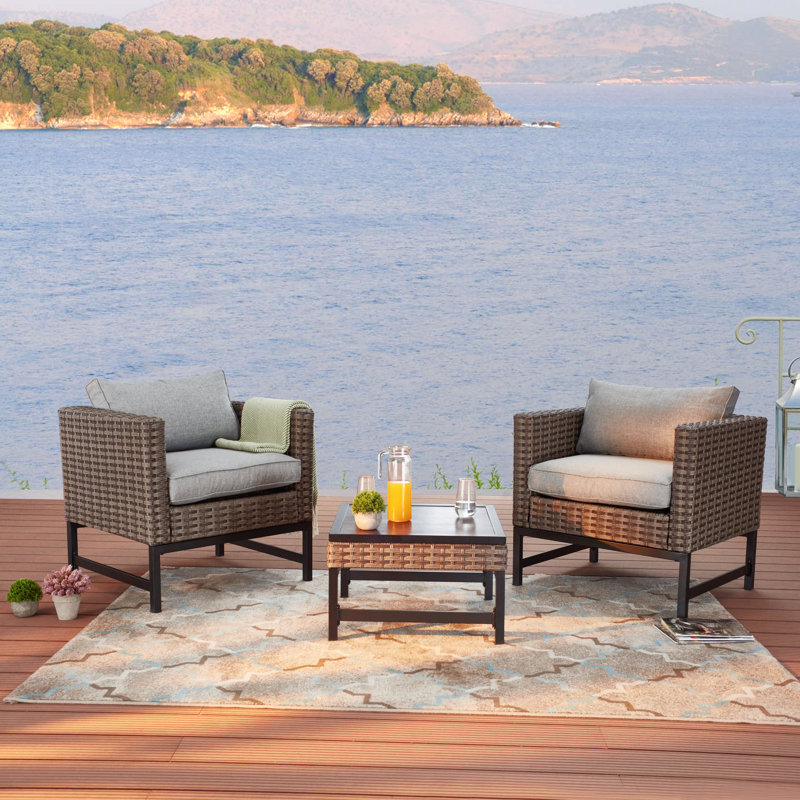 Hesse 3-Piece Rattan Seating Group with Cushions