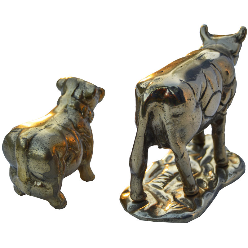 Midcentury Brass Cow & Calf, S/2