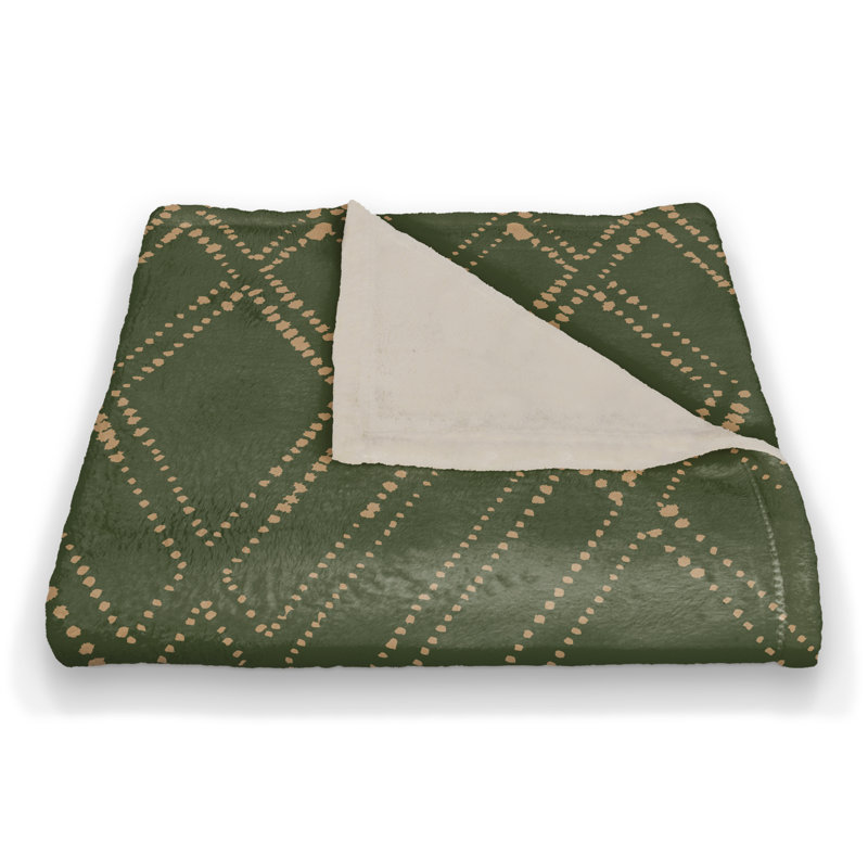 Hand Woven Throw Blanket, Green/Gold