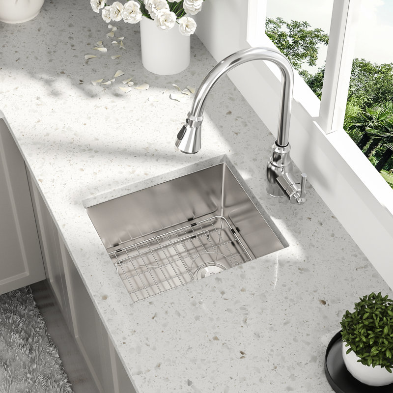 15"X17"X10" Undermount Kitchen Sink - Stainless Steel 16 Gauge, Single Bowl 10 Inch Deep, Handmade Brushed Satin, Sound Absorbing, Condensation, Slope Drainage System 15 15"X17"X10", Bowl, Sus304,