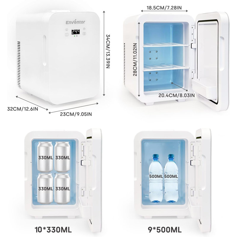 0.35 Cubic Feet Portable Countertop Mini Fridge With Cooling And Warming Modes Black, White
