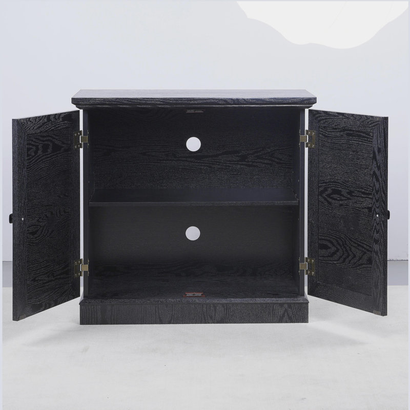 Storage Cabinet With Mirrored Doorsand Adjustable Shelf, Black