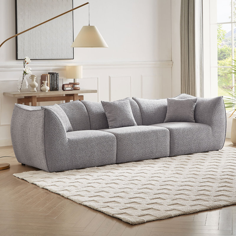 Canapé modulaire rembourré 3 pièces Laborn, Mélange de polyester gris