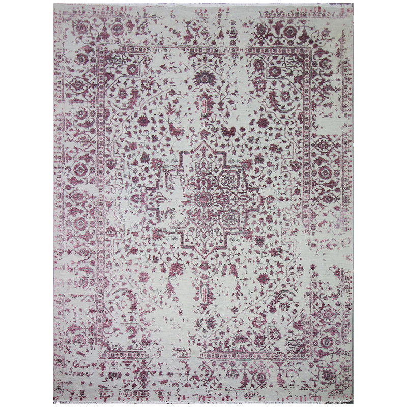 Oriental Area Rug in Silver, Rectangle 5' x 8'